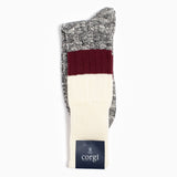 Corgi x Grant Stone Heavyweight Cotton Sock – Ecru/Port